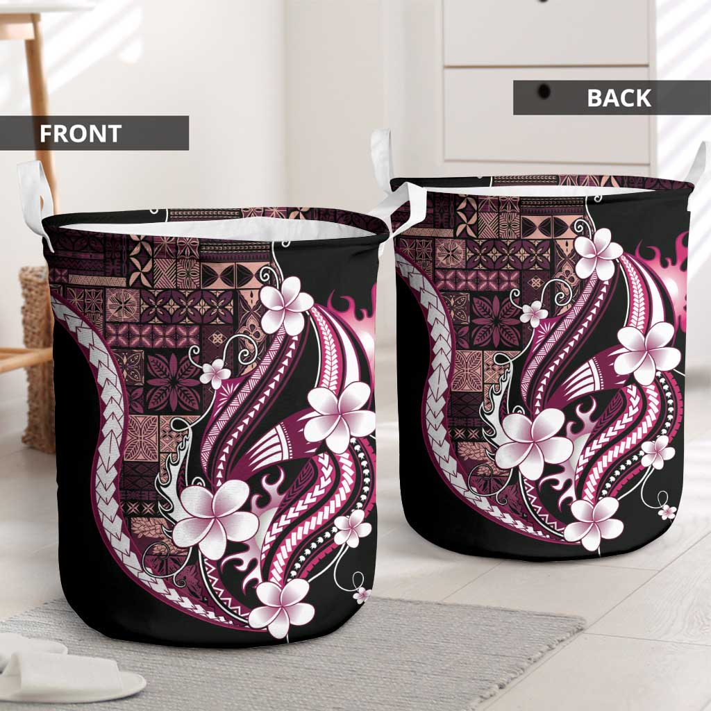 Samoa Siapo Tribal Pattern Laundry Basket Violet Polynesian Plumeria Tapa Motif LT9 - Polynesian Pride