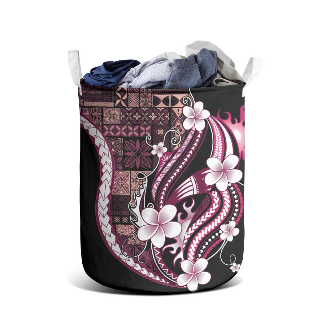 Samoa Siapo Tribal Pattern Laundry Basket Violet Polynesian Plumeria Tapa Motif LT9 - Polynesian Pride