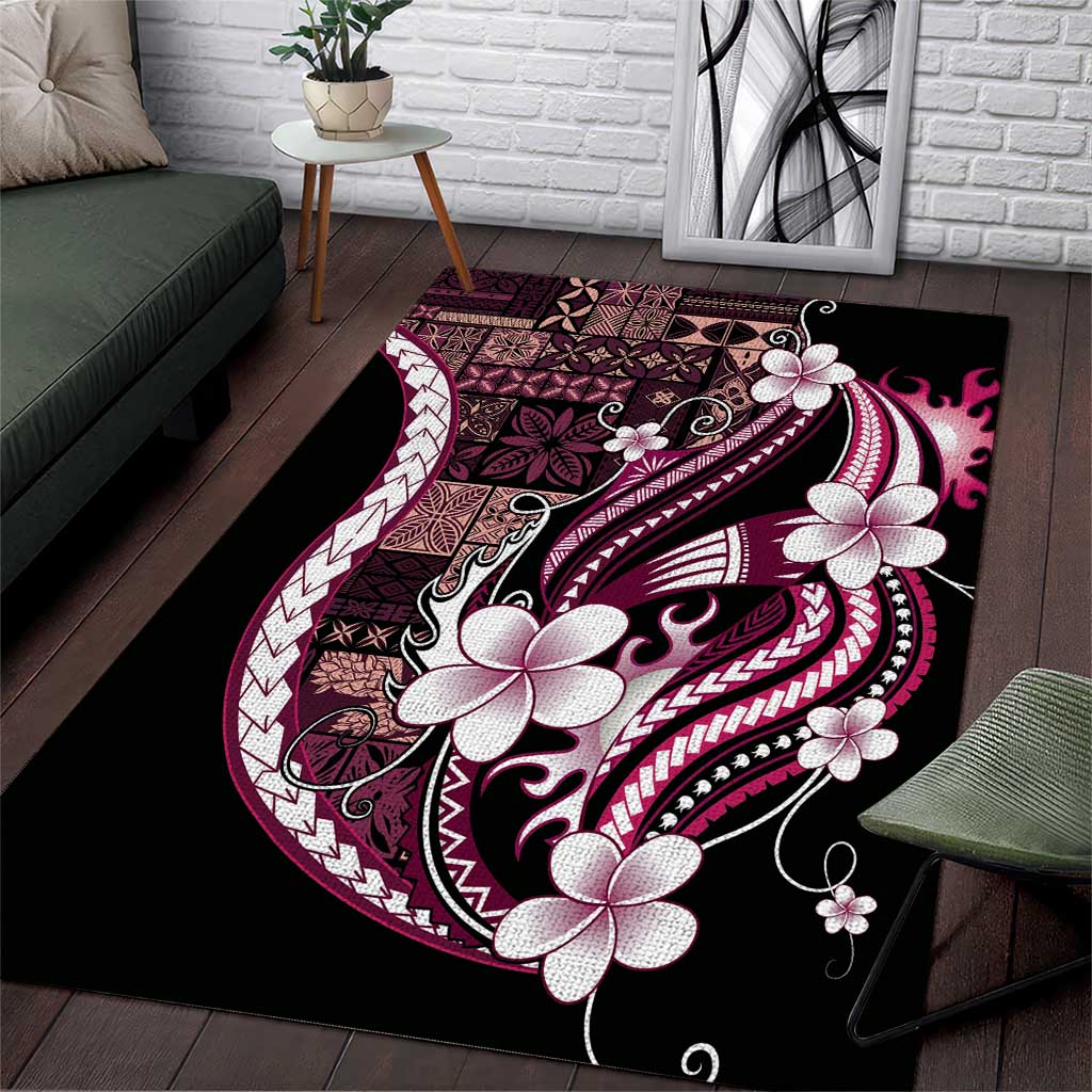 Samoa Siapo Tribal Pattern Area Rug Violet Polynesian Plumeria Tapa Motif LT9 Violet - Polynesian Pride
