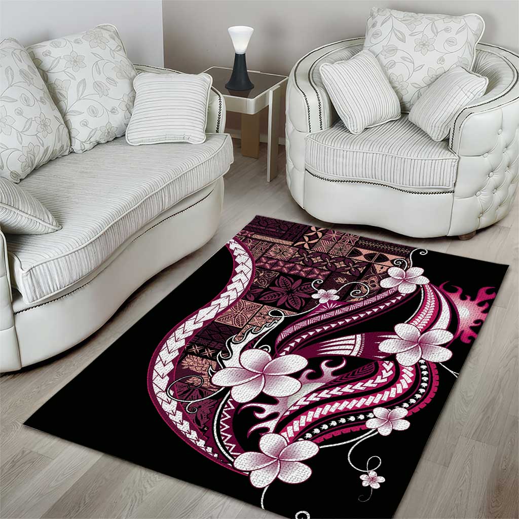 Samoa Siapo Tribal Pattern Area Rug Violet Polynesian Plumeria Tapa Motif LT9 - Polynesian Pride