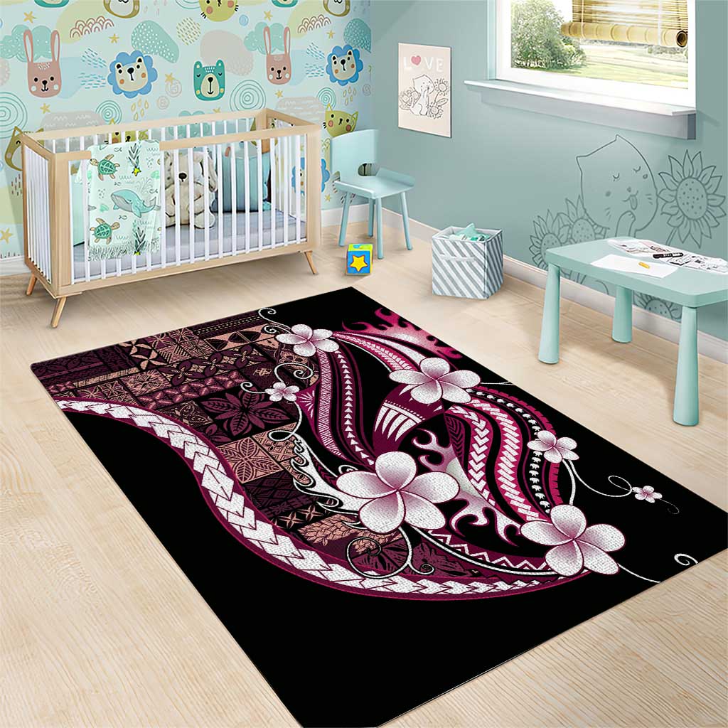 Samoa Siapo Tribal Pattern Area Rug Violet Polynesian Plumeria Tapa Motif LT9 - Polynesian Pride
