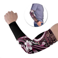 Samoa Siapo Tribal Pattern Arm Sleeves Violet Polynesian Plumeria Tapa Motif