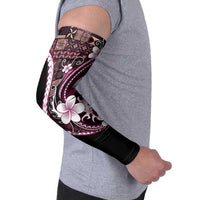 Samoa Siapo Tribal Pattern Arm Sleeves Violet Polynesian Plumeria Tapa Motif