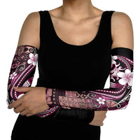 Samoa Siapo Tribal Pattern Arm Sleeves Violet Polynesian Plumeria Tapa Motif