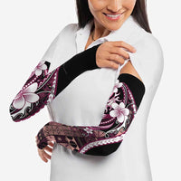 Samoa Siapo Tribal Pattern Arm Sleeves Violet Polynesian Plumeria Tapa Motif