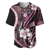 Samoa Siapo Tribal Pattern Baseball Jersey Violet Polynesian Plumeria Tapa Motif LT9 Violet - Polynesian Pride