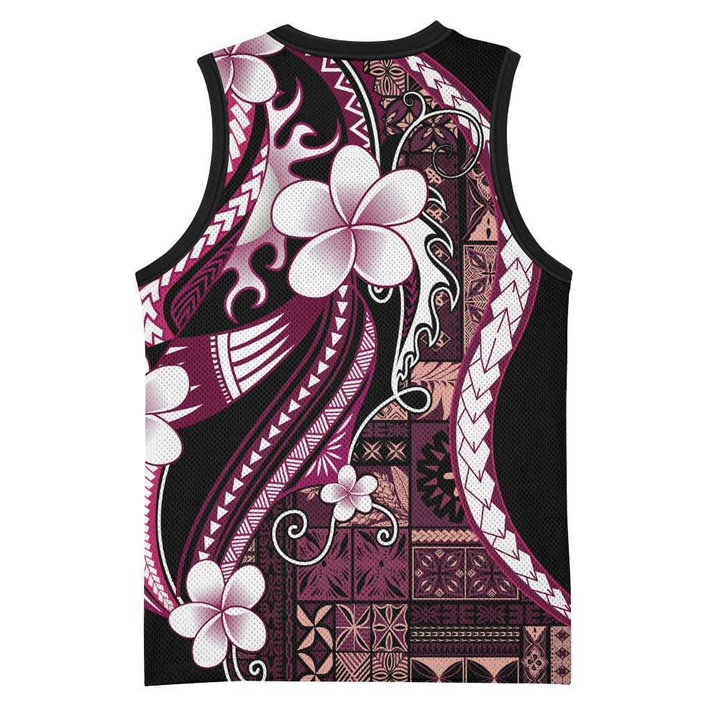 Samoa Siapo Tribal Pattern Basketball Jersey Violet Polynesian Plumeria Tapa Motif LT9 - Polynesian Pride