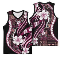Samoa Siapo Tribal Pattern Basketball Jersey Violet Polynesian Plumeria Tapa Motif LT9 - Polynesian Pride