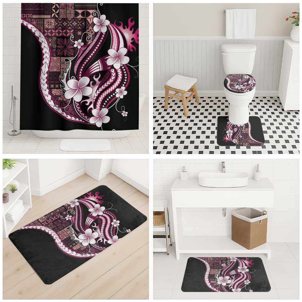 Samoa Siapo Tribal Pattern Bathroom Set Violet Polynesian Plumeria Tapa Motif LT9 - Polynesian Pride