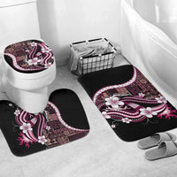 Samoa Siapo Tribal Pattern Bathroom Set Violet Polynesian Plumeria Tapa Motif LT9 Mat Set Only (3 pcs) One Size Violet - Polynesian Pride