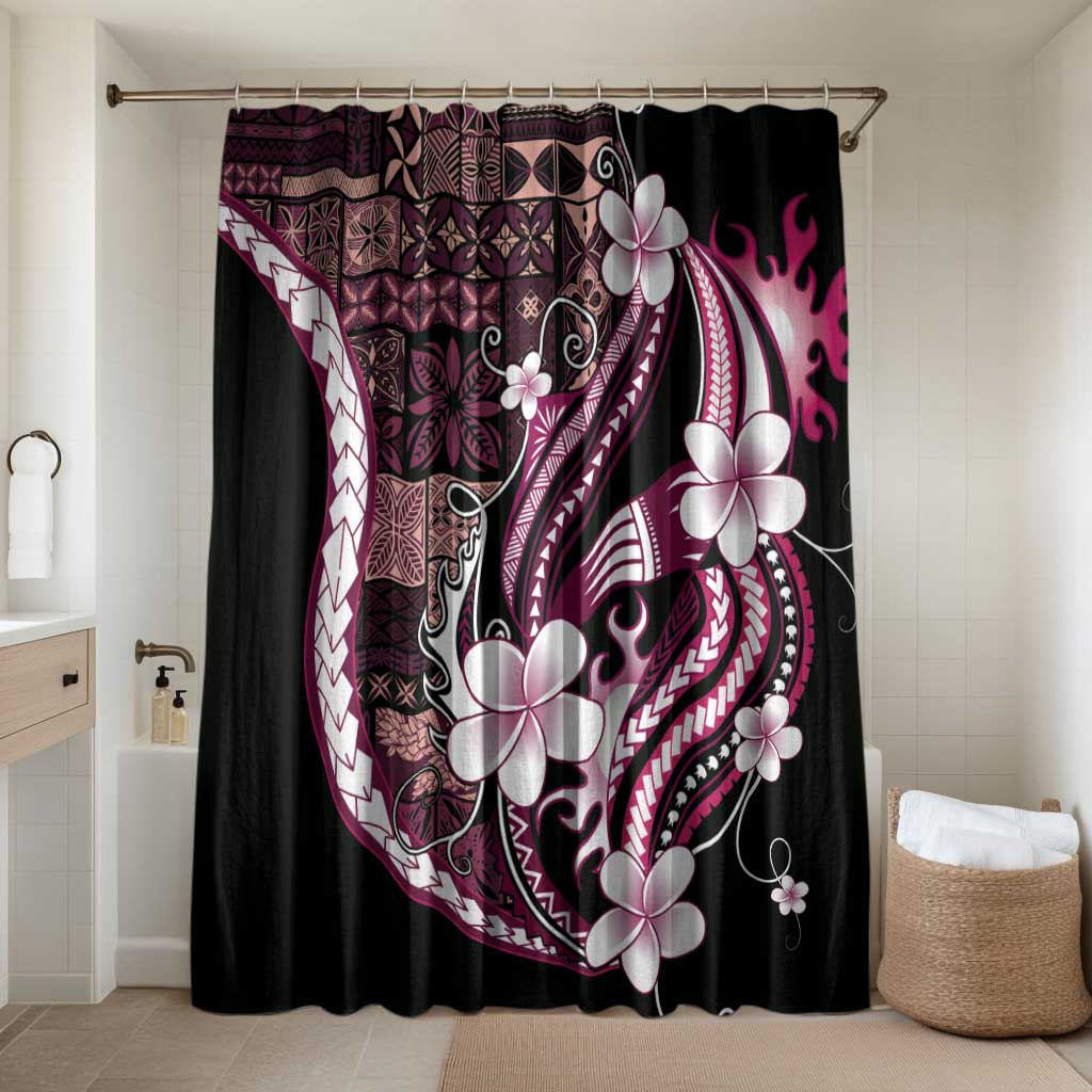 Samoa Siapo Tribal Pattern Bathroom Set Violet Polynesian Plumeria Tapa Motif LT9 Shower Curtain Only Violet - Polynesian Pride