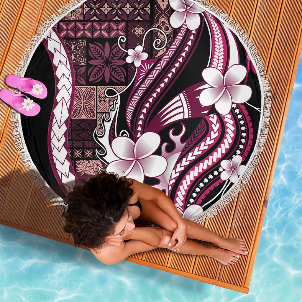 Samoa Siapo Tribal Pattern Beach Blanket Violet Polynesian Plumeria Tapa Motif LT9 - Polynesian Pride