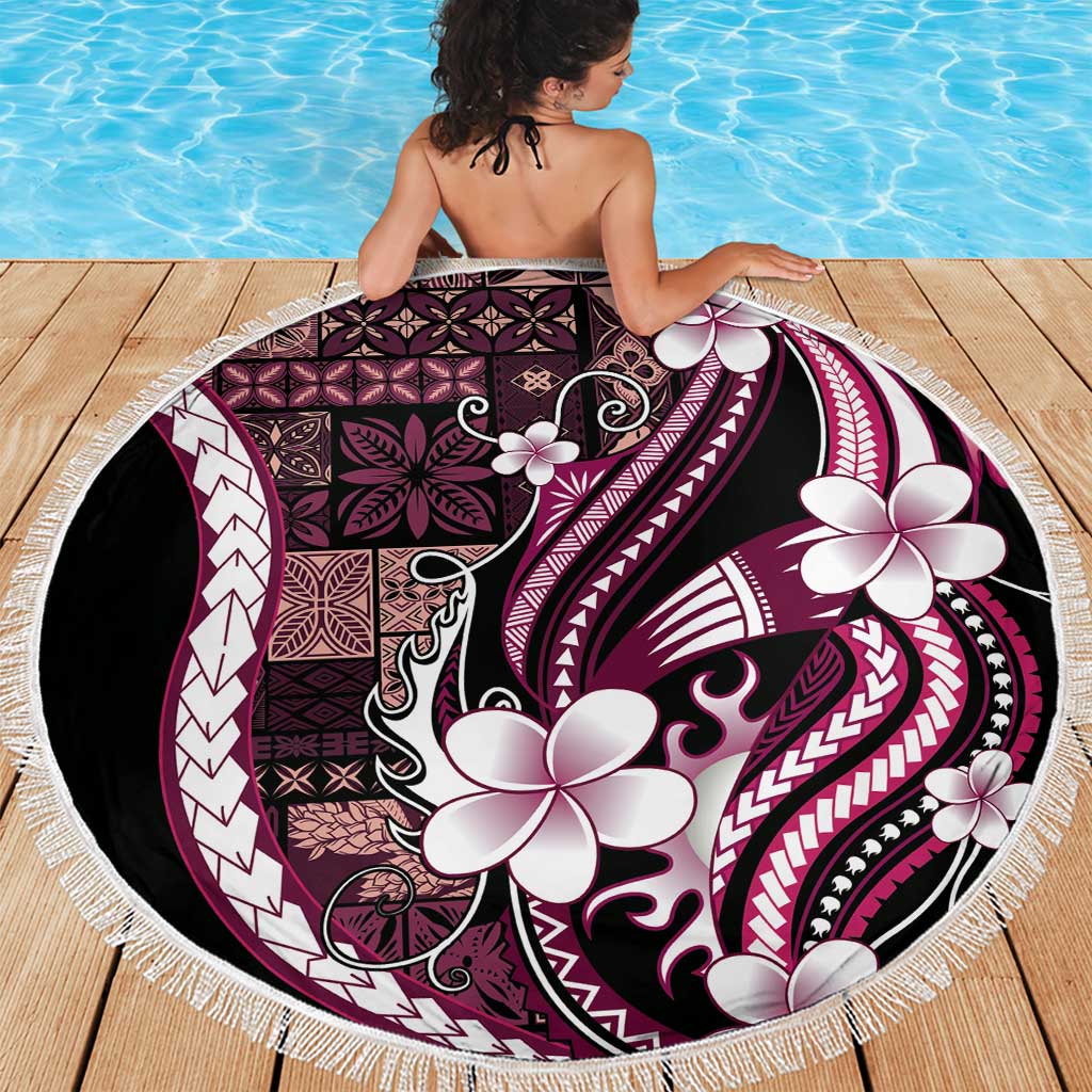 Samoa Siapo Tribal Pattern Beach Blanket Violet Polynesian Plumeria Tapa Motif LT9 - Polynesian Pride