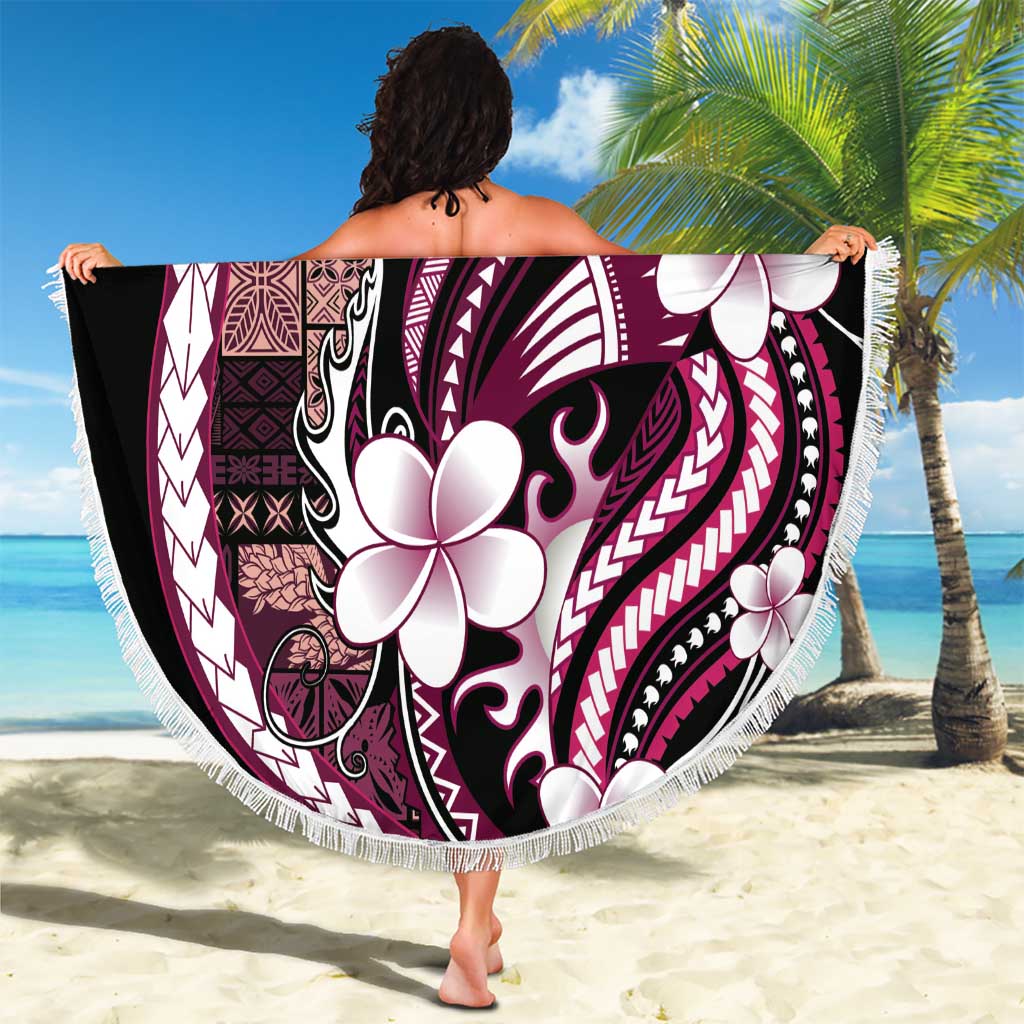 Samoa Siapo Tribal Pattern Beach Blanket Violet Polynesian Plumeria Tapa Motif LT9 - Polynesian Pride