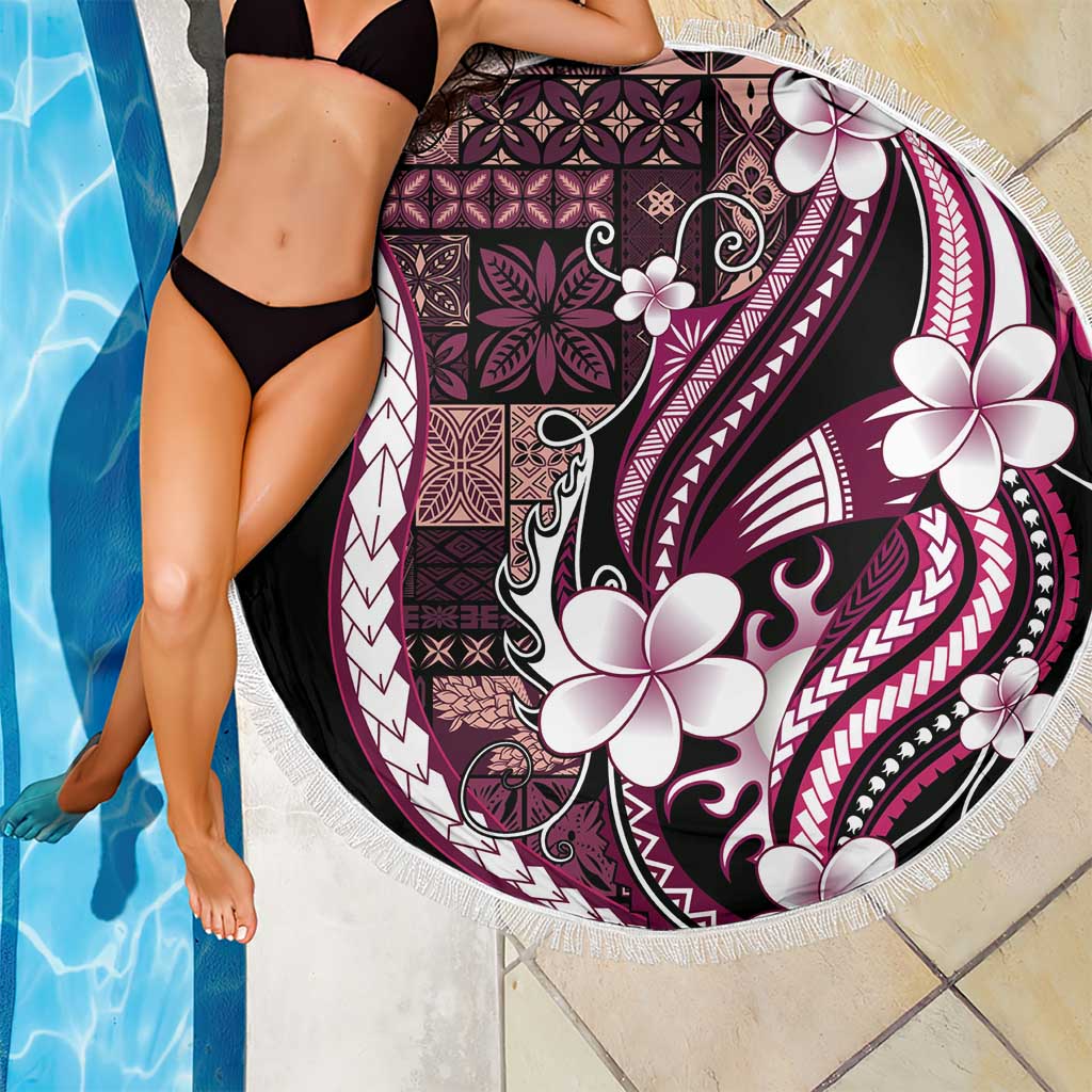 Samoa Siapo Tribal Pattern Beach Blanket Violet Polynesian Plumeria Tapa Motif LT9 - Polynesian Pride