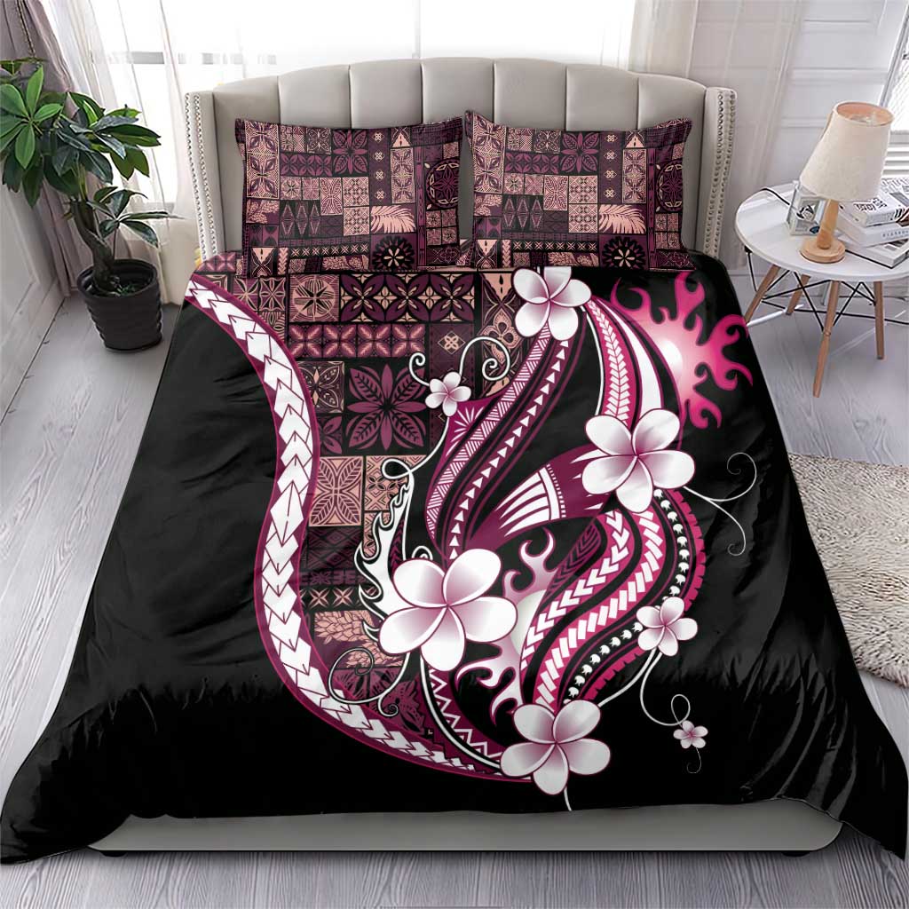 Samoa Siapo Tribal Pattern Bedding Set Violet Polynesian Plumeria Tapa Motif LT9 - Polynesian Pride