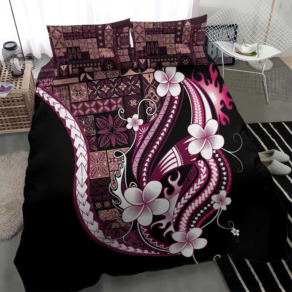 Samoa Siapo Tribal Pattern Bedding Set Violet Polynesian Plumeria Tapa Motif LT9 - Polynesian Pride