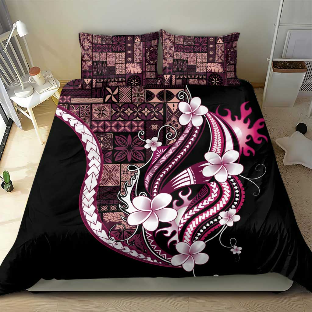 Samoa Siapo Tribal Pattern Bedding Set Violet Polynesian Plumeria Tapa Motif LT9 - Polynesian Pride