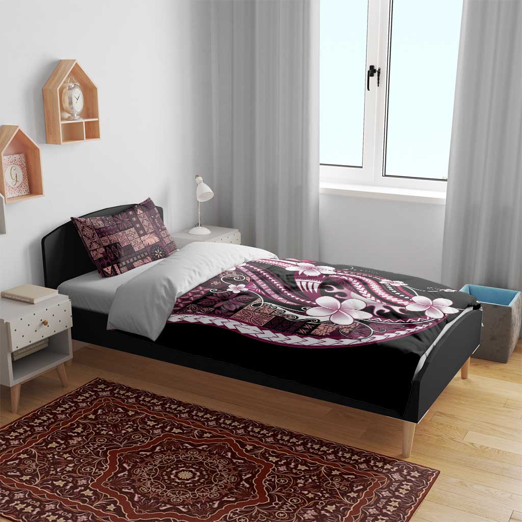 Samoa Siapo Tribal Pattern Bedding Set Violet Polynesian Plumeria Tapa Motif LT9 - Polynesian Pride