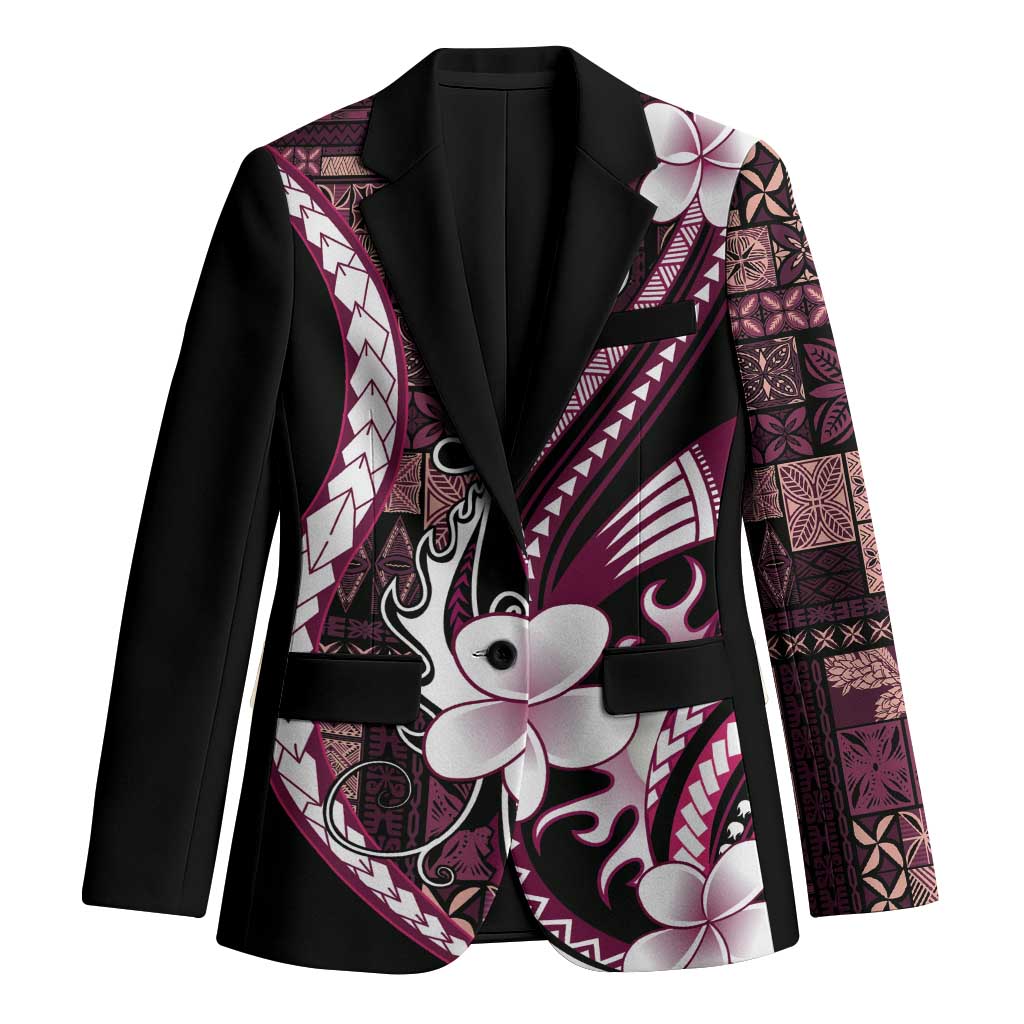 Samoa Siapo Tribal Pattern Blazer Violet Polynesian Plumeria Tapa Motif LT9 Unisex Violet - Polynesian Pride