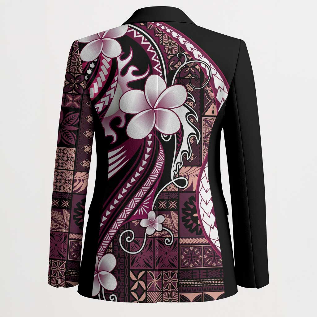 Samoa Siapo Tribal Pattern Blazer Violet Polynesian Plumeria Tapa Motif LT9 - Polynesian Pride