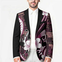 Samoa Siapo Tribal Pattern Blazer Violet Polynesian Plumeria Tapa Motif LT9 - Polynesian Pride