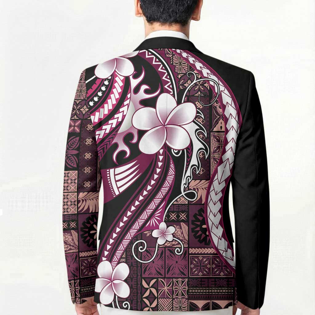 Samoa Siapo Tribal Pattern Blazer Violet Polynesian Plumeria Tapa Motif LT9 - Polynesian Pride