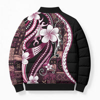 Samoa Siapo Tribal Pattern Bomber Puffer Jacket Violet Polynesian Plumeria Tapa Motif