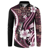Samoa Siapo Tribal Pattern Button Sweatshirt Violet Polynesian Plumeria Tapa Motif LT9 Violet - Polynesian Pride