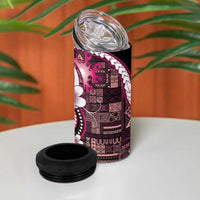 Samoa Siapo Tribal Pattern 4 in 1 Can Cooler Tumbler Violet Polynesian Plumeria Tapa Motif LT9 - Polynesian Pride
