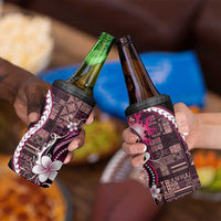 Samoa Siapo Tribal Pattern 4 in 1 Can Cooler Tumbler Violet Polynesian Plumeria Tapa Motif LT9 - Polynesian Pride