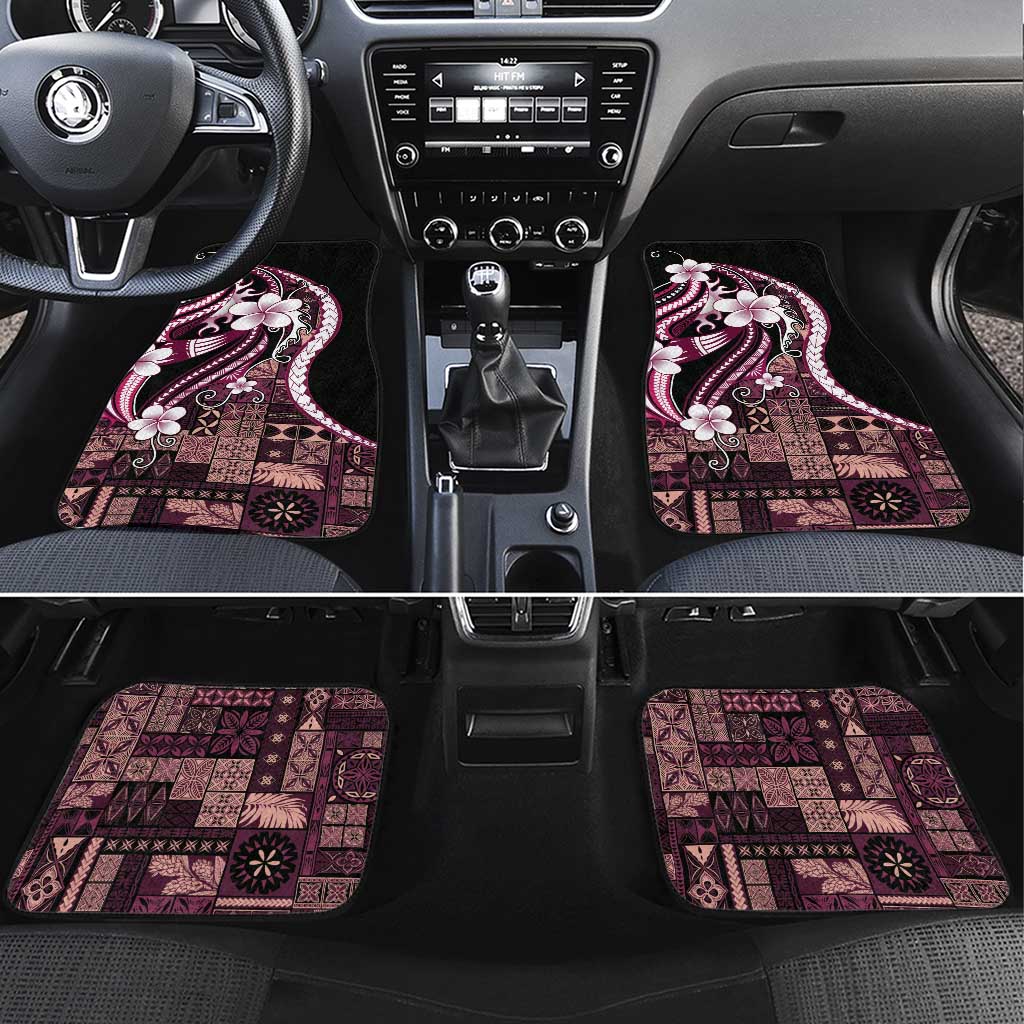 Samoa Siapo Tribal Pattern Car Mats Violet Polynesian Plumeria Tapa Motif LT9 Set 4pcs Violet - Polynesian Pride