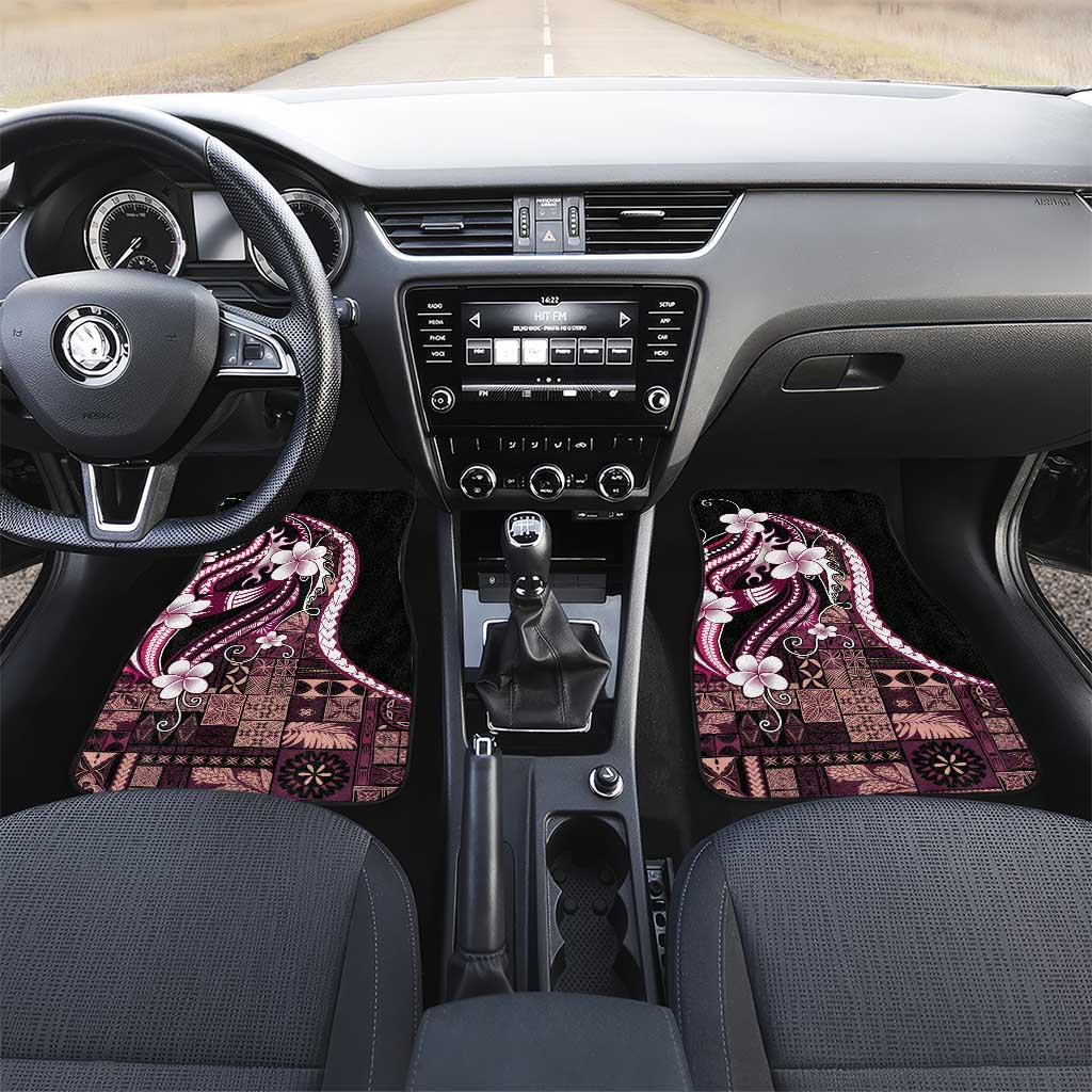 Samoa Siapo Tribal Pattern Car Mats Violet Polynesian Plumeria Tapa Motif LT9 Set 2pcs - Front Violet - Polynesian Pride