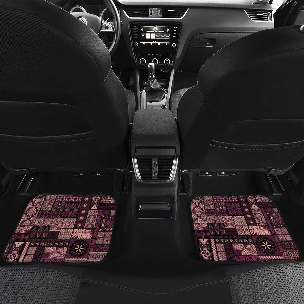 Samoa Siapo Tribal Pattern Car Mats Violet Polynesian Plumeria Tapa Motif LT9 Set 2pcs - Back Violet - Polynesian Pride