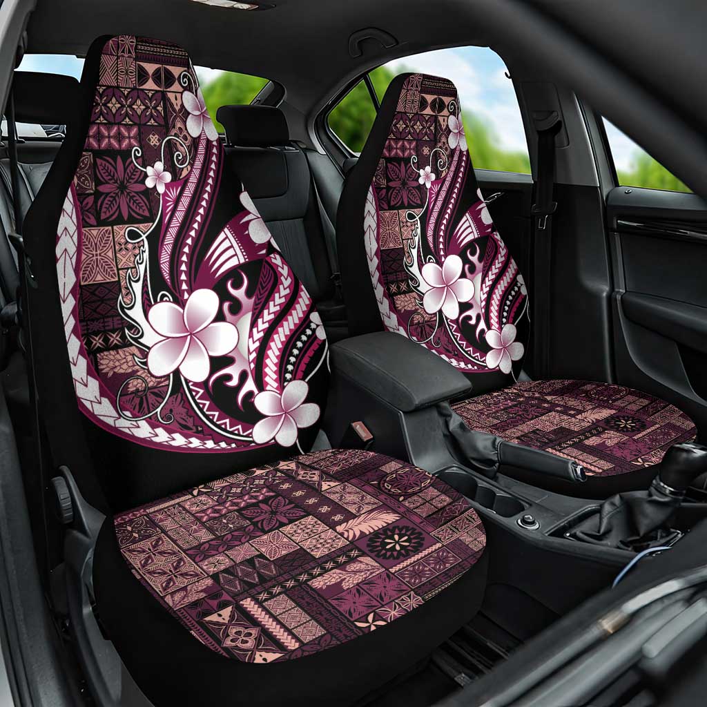 Samoa Siapo Tribal Pattern Car Seat Cover Violet Polynesian Plumeria Tapa Motif LT9 One Size Violet - Polynesian Pride