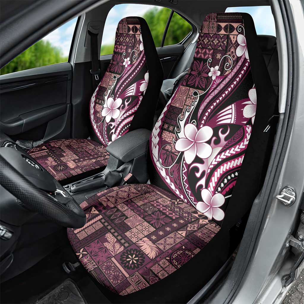 Samoa Siapo Tribal Pattern Car Seat Cover Violet Polynesian Plumeria Tapa Motif LT9 - Polynesian Pride