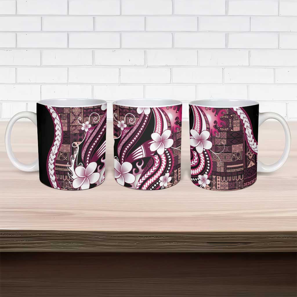 Samoa Siapo Tribal Pattern Ceramic Mug Violet Polynesian Plumeria Tapa Motif LT9 - Polynesian Pride