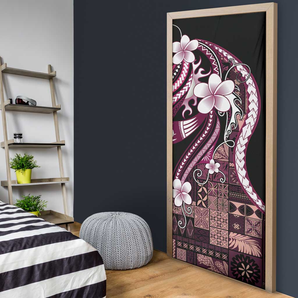 Samoa Siapo Tribal Pattern Door Cover Violet Polynesian Plumeria Tapa Motif LT9 - Polynesian Pride