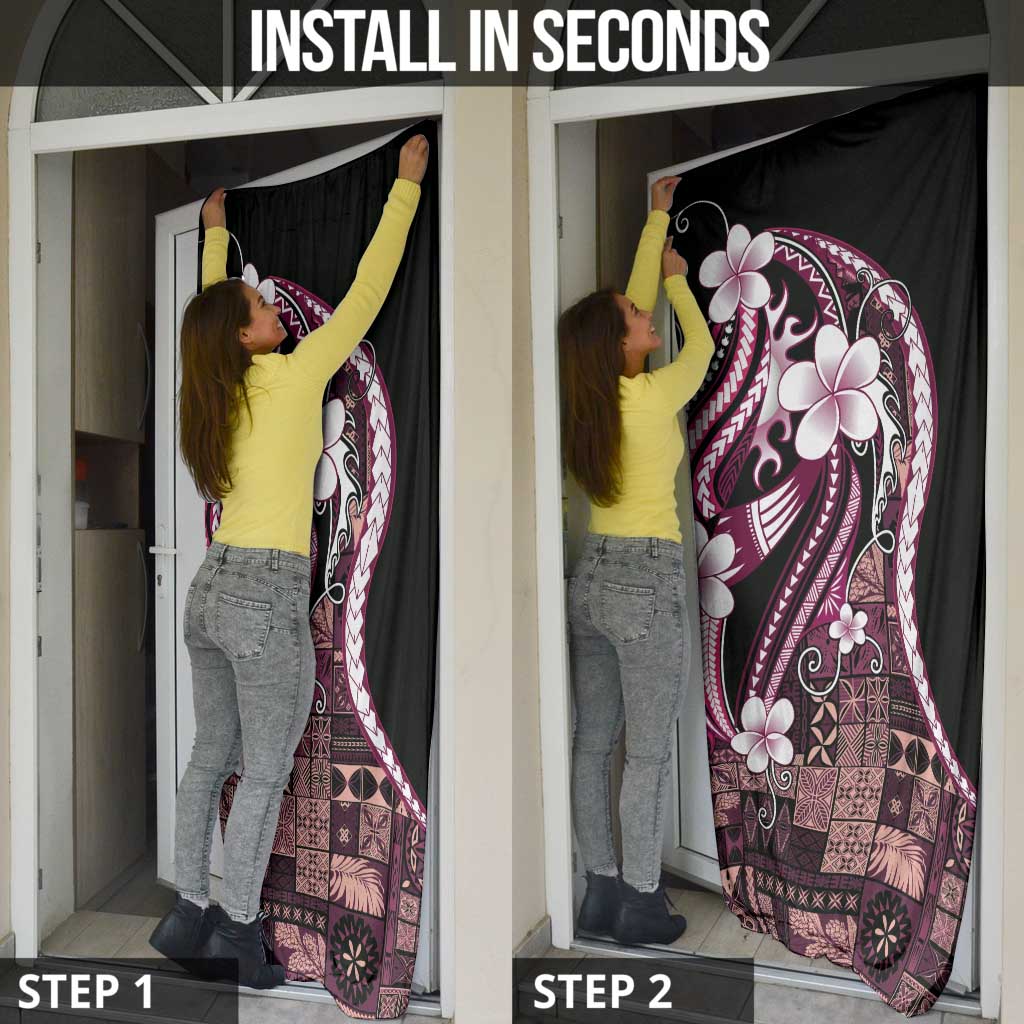 Samoa Siapo Tribal Pattern Door Cover Violet Polynesian Plumeria Tapa Motif LT9 - Polynesian Pride