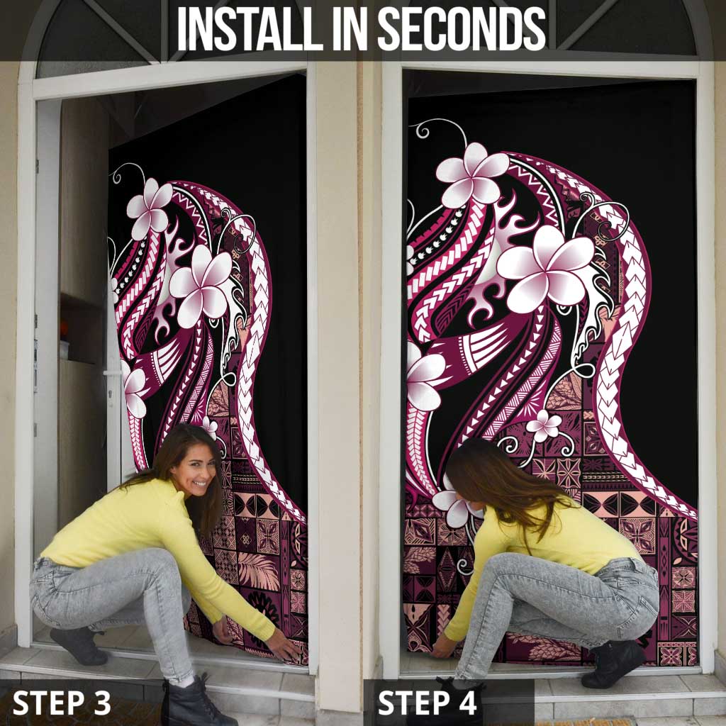 Samoa Siapo Tribal Pattern Door Cover Violet Polynesian Plumeria Tapa Motif LT9 - Polynesian Pride