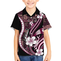 Samoa Siapo Tribal Pattern Family Matching Off Shoulder Maxi Dress and Hawaiian Shirt Violet Polynesian Plumeria Tapa Motif