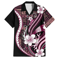 Samoa Siapo Tribal Pattern Family Matching Tank Maxi Dress and Hawaiian Shirt Violet Polynesian Plumeria Tapa Motif