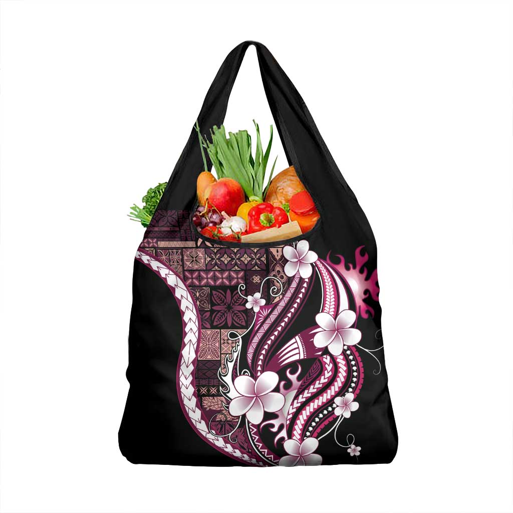 Samoa Siapo Tribal Pattern Grocery Bag Violet Polynesian Plumeria Tapa Motif LT9 1-pack One Size Violet - Polynesian Pride