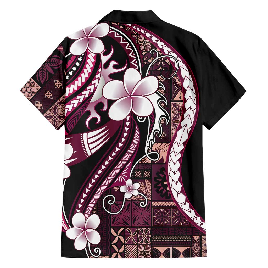 Samoa Siapo Tribal Pattern Hawaiian Shirt Violet Polynesian Plumeria Tapa Motif LT9 - Polynesian Pride