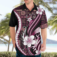 Samoa Siapo Tribal Pattern Hawaiian Shirt Violet Polynesian Plumeria Tapa Motif LT9 - Polynesian Pride