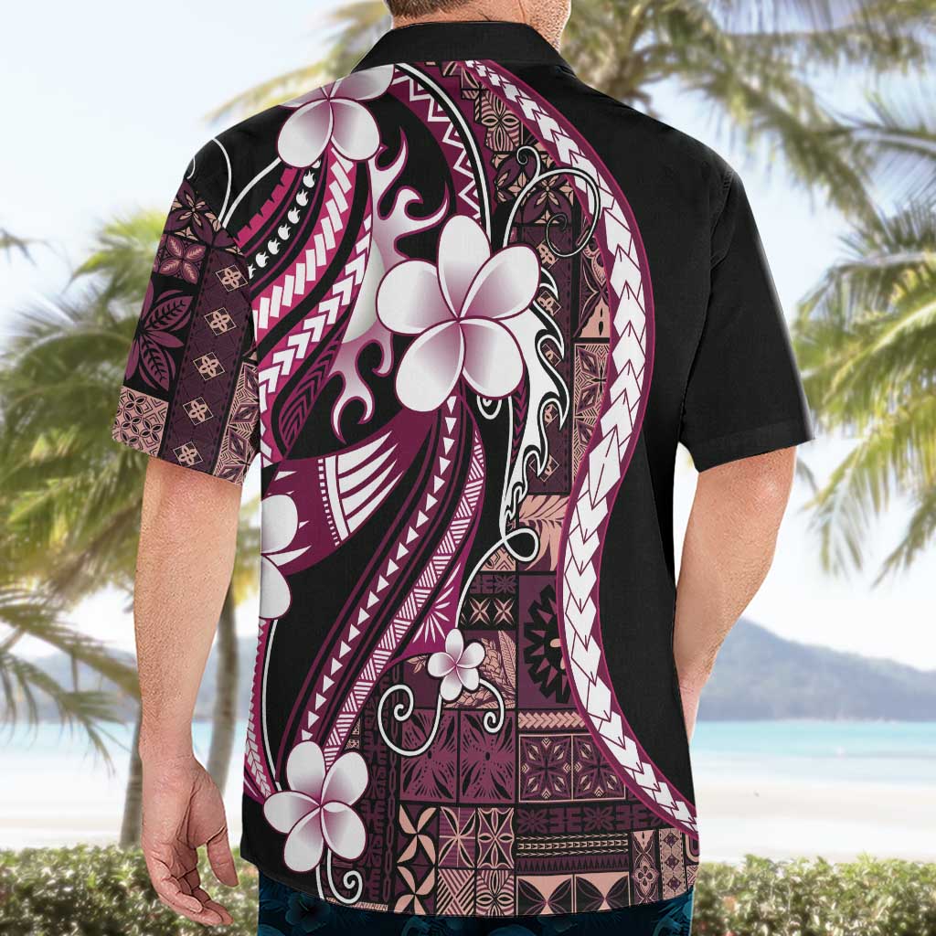 Samoa Siapo Tribal Pattern Hawaiian Shirt Violet Polynesian Plumeria Tapa Motif LT9 - Polynesian Pride