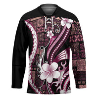 Samoa Siapo Tribal Pattern Hockey Jersey Violet Polynesian Plumeria Tapa Motif LT9 Unisex Violet - Polynesian Pride