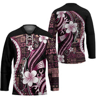Samoa Siapo Tribal Pattern Hockey Jersey Violet Polynesian Plumeria Tapa Motif LT9 - Polynesian Pride