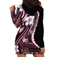 Samoa Siapo Tribal Pattern Hoodie Dress Violet Polynesian Plumeria Tapa Motif LT9 - Polynesian Pride