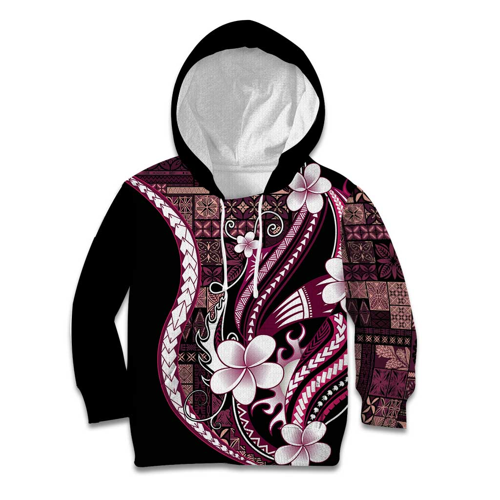 Samoa Siapo Tribal Pattern Kid Hoodie Violet Polynesian Plumeria Tapa Motif LT9 Hoodie Violet - Polynesian Pride